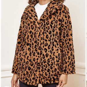 Billabong The Brighton Leopard Print Fleece Jacket Tan Brown Women’s Small